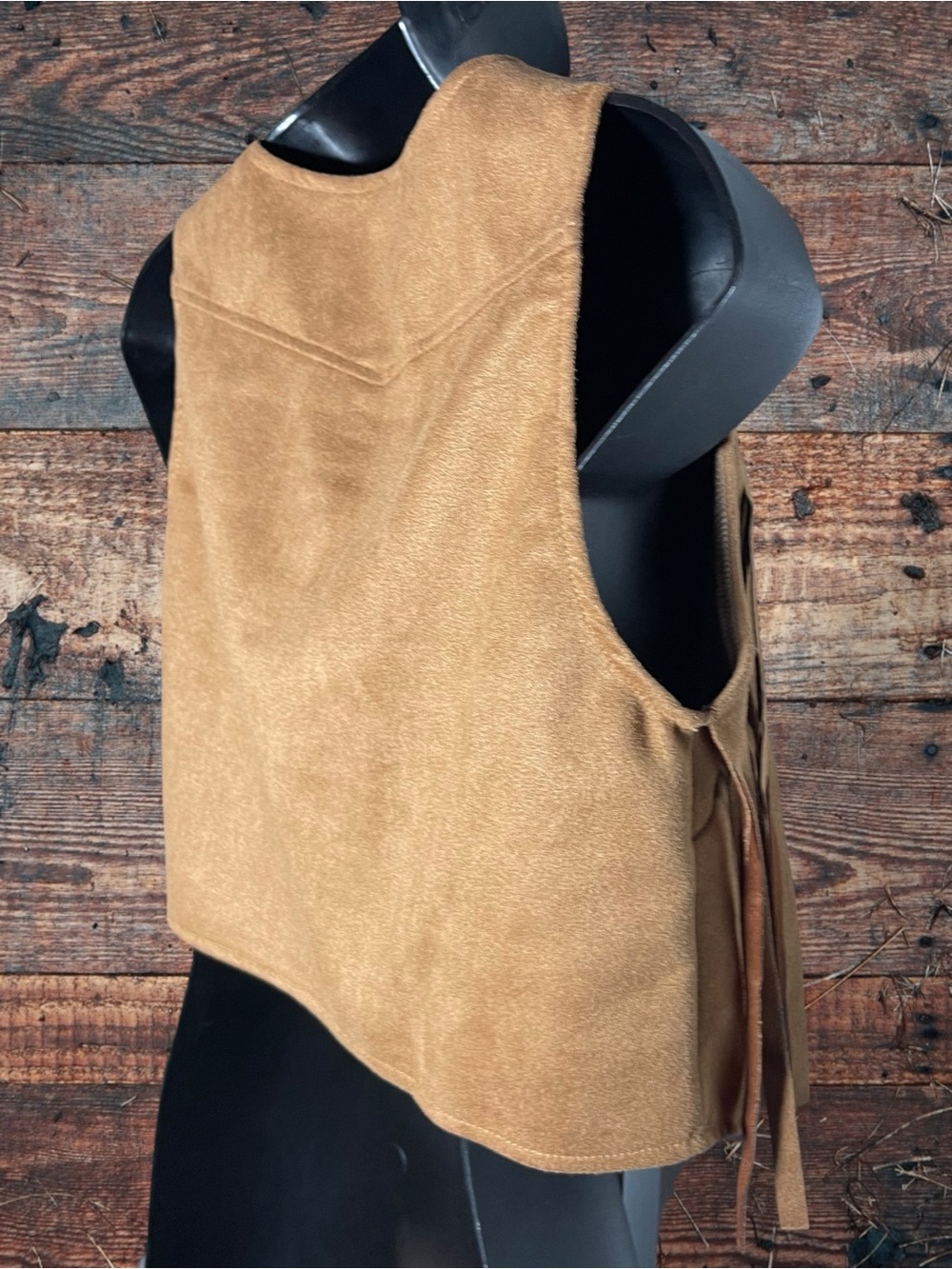 Fringe Faux Suede Cropped Vest - Brown Size Small - Picture 12 of 14